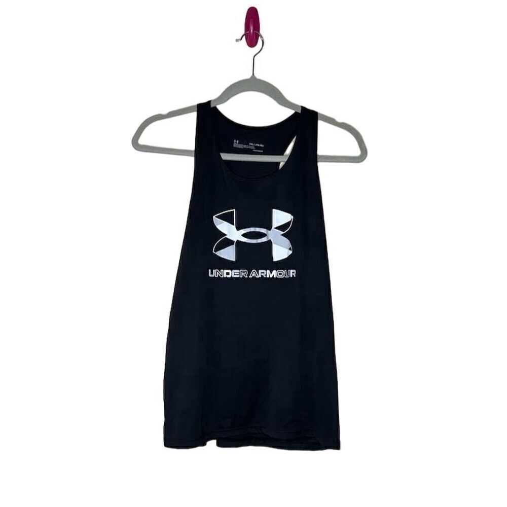 Under Armour Girls XL Black HeatGear Loose Tank Top Racerback Training Casual